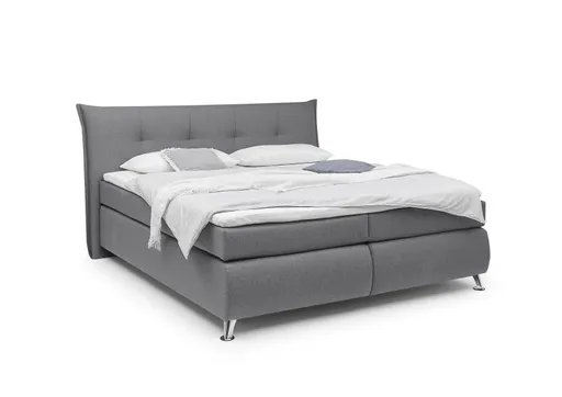 Boxspringbett HAROA- Liegefläche ca. 180x200 cm, Stoff, Grau, inkl. Topper
