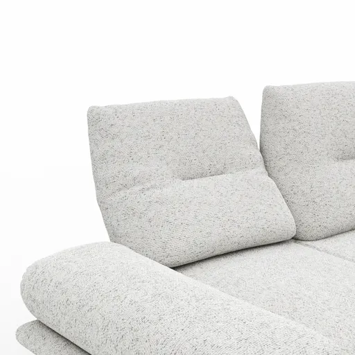 Sofa Lucero 2.0 - 2-Sitzer klein inkl. Drehsitz, Rollout-Armlehne und Sitztiefe verstellbar, Stoff, Offwhite