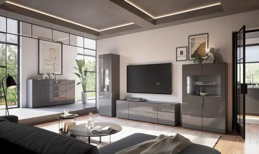 Vitrine- inkl. LED-Beleuchtung, Anthrazit