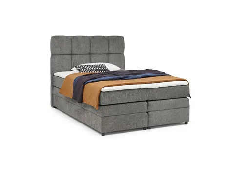 Boxspringbett SANDRIN R- Liegefläche ca. 140x200 cm, Stoff, Grau	