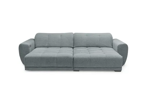 Ecksofa -2-Sitzer mit Longchair rechts, Kopfteil verstellbar, Sitztiefe verstellbar motorisch, Stoff, Eisblau