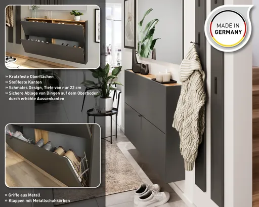 Garderobenpaneel - B ca. 15 cm, Graphit