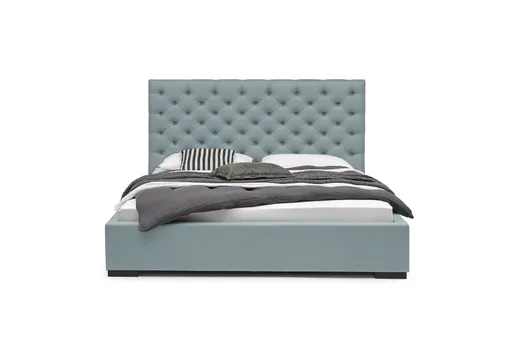 Bettgestell SANDRIN E- Liegefläche ca. 180x200 cm, Stoff, Graublau, inkl. Lattenrost und Stauraum