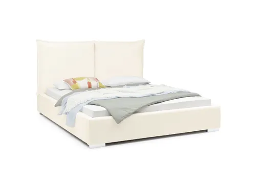 Bettgestell SANDRIN- Liegefläche ca. 180x200 cm, Stoff, Weiß, inkl. Lattenrost und Stauraum