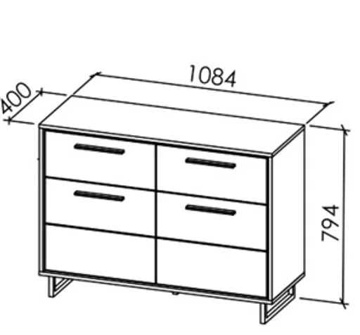 Kommode - B ca. 108 cm, Kreidefarben, Eiche bianco massiv geölt