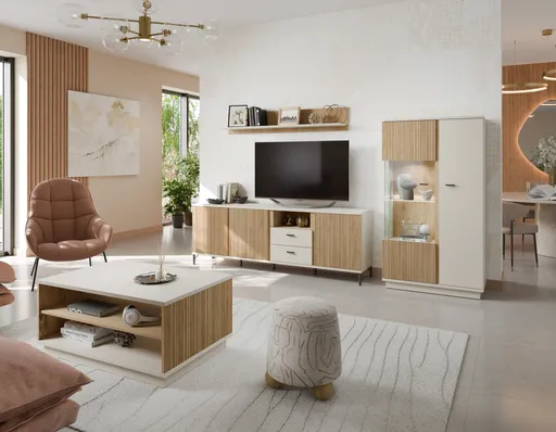 TV-Board - B ca. 200 cm, Kaschmir, Cremona Eiche Nachbildung