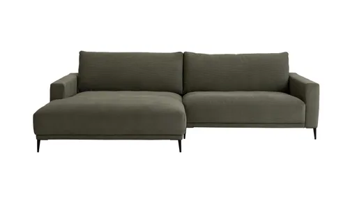 Ecksofa Solero - Longchair groß mit 1,5-Sitzer rechts, Stoff, Olivgrün