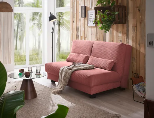 Schlafsofa EASY Optik A - 2-Sitzer ohne Armlehne, 140 cm inkl. Schlaffunktion, Cord, Rot