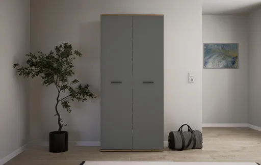 Schuhschrank - B ca. 90 cm, Artisan Eiche Nachbildung, Anthrazit