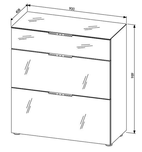 Schuhschrank - B ca. 90 cm, Riva Eiche Nachbildung, Kaschmir