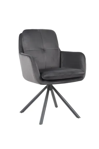 Armlehnstuhl - drehbar, Samtvelour, Dunkelgrau