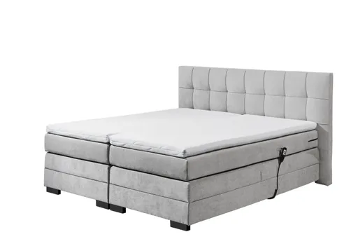 Boxspringbett - Liegefläche ca. 180x200 cm inkl. motorische Relaxfunktion, Stoff, Silberfarben