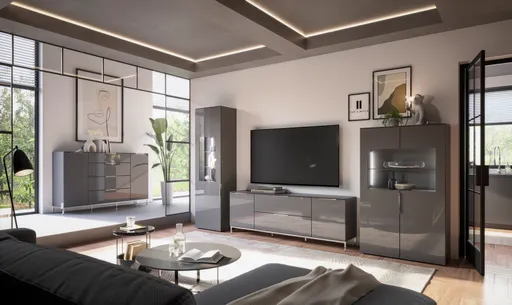 Vitrine- inkl. LED-Beleuchtung, Anthrazit