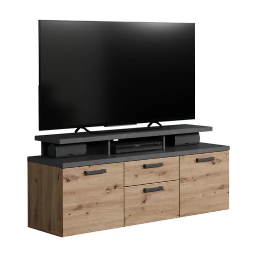 TV-Lowboard - B ca. 151 cm, Matera Nachbildung, Artisan Eiche Nachbildung