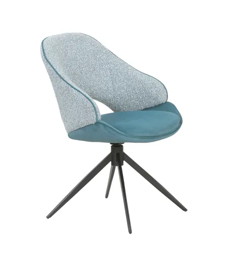 Stuhl MERIEM - drehbar, Stoff, Blau