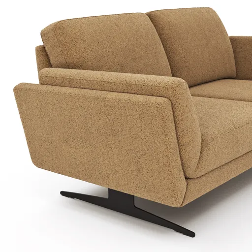 Sofa Tova - 2-Sitzer inkl. Rücken- und Armlehnfunktion, Kufe, Stoff, Kurkuma