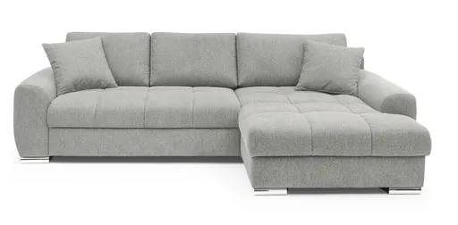 Polsterecke NANJA - 2-Sitzer, Ecke rechts inkl. Schlaffunktion mit Bettkasten, Stoff Hellgrau