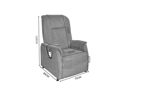 TV-Sessel MANDO - Aufstehhilfe, Relaxfunktion, Kopfteilverstellung, Stoff, Grau