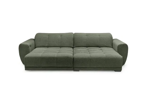 Ecksofa -2-Sitzer mit Longchair rechts, Kopfteil verstellbar, Sitztiefe verstellbar motorisch, Stoff, Moos