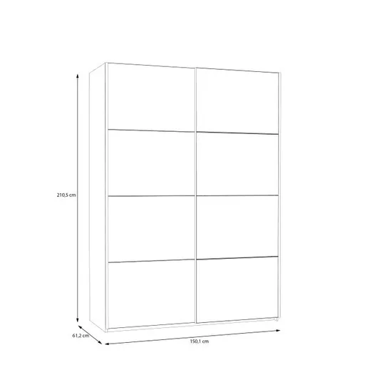 Schwebetürenschrank FREDDY 2- B ca. 150 cm, Weiß, Spiegel