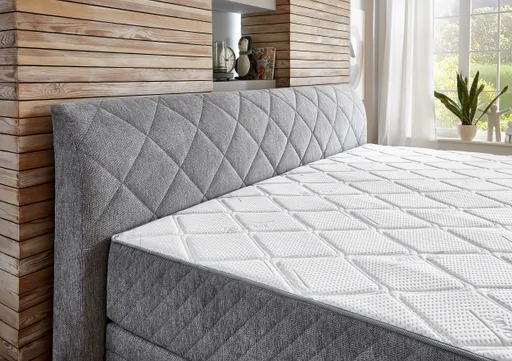 Boxspringbett- Liegefläche ca. 240x200 cm, Stoff, Silber