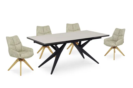 Esstisch MICHELA - ausziehbar, LB ca. 180x95 cm, Glaskeramik, Travertin farbig