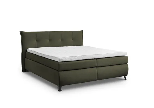 Boxspringbett HAROA- Liegefläche ca. 180x200 cm, Stoff, Olive, TFK H4/TFK H4