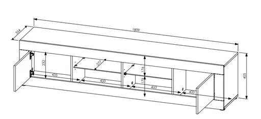 TV-Lowboard - mit Beleuchtung, B ca. 181 cm, Weiß