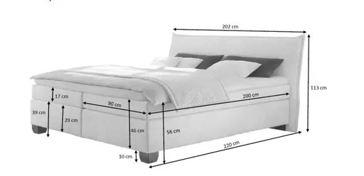  Boxspringbett HADAI- Liegefläche ca. 180x200 cm, Stoff, Beige, Bonell/Bonell