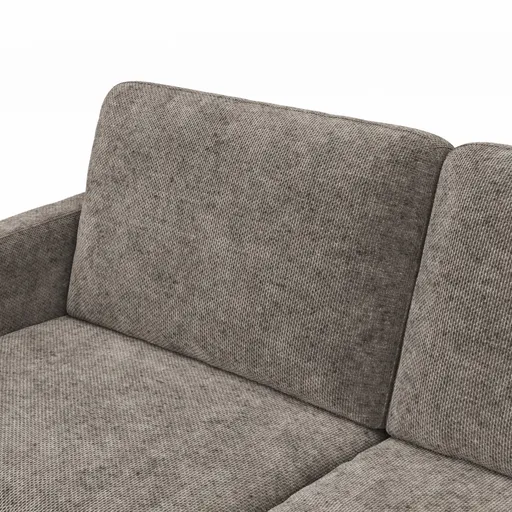 Sofa Enna - 3-Sitzer, Armlehne A, Stoff, Graubraun, Kufe, Schwarz