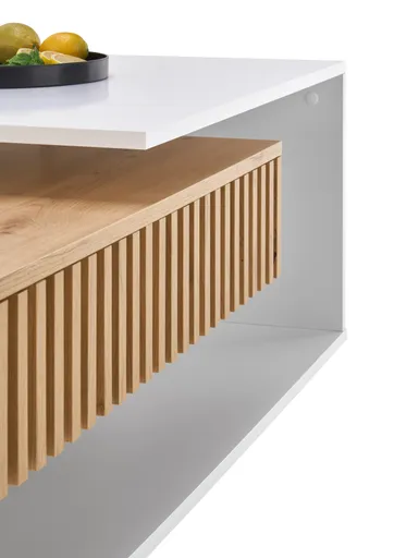 Couchtisch - LB ca. 110x60 cm, Weiß, Artisan Eiche Nachbildung