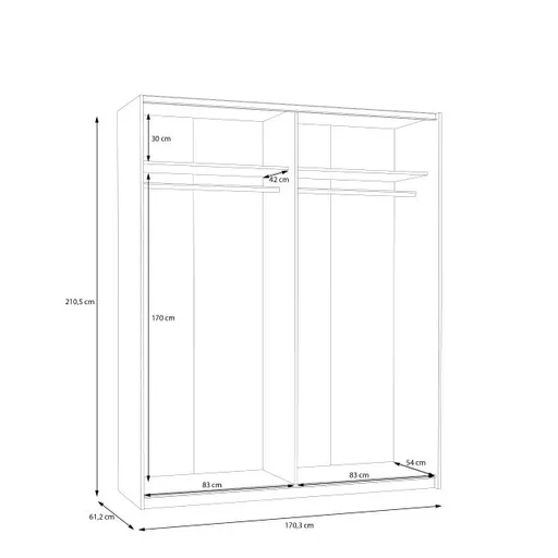 Schwebetürenschrank FREDDY 2- B ca. 170 cm, Weiß, Spiegel