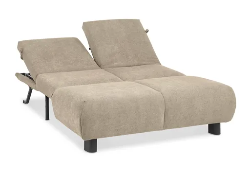  Faltsofa EBBY - 2-Sitzer ohne Armlehne, 140 cm inkl. Schlaffunktion/Relaxfunktion, Stoff, Taupe