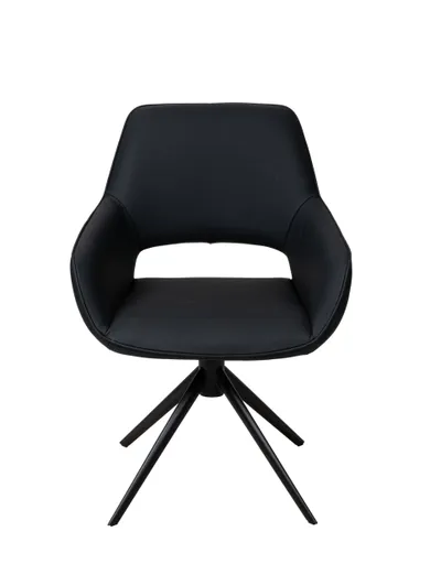 Armlehnstuhl MANOLJA - drehbar, Leder, Schwarz