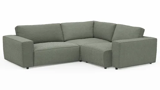 Ecksofa Lilaia - 2-Sitzer links, Ecke, 1,5-Sitzer Tief, Stoff, Olivgrün
