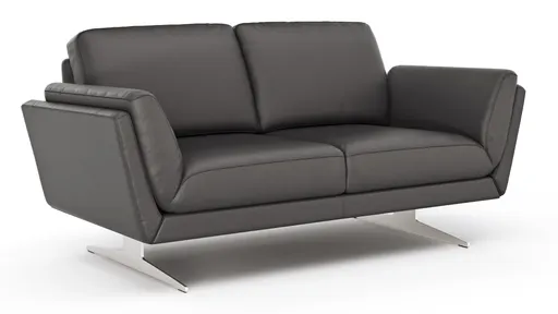 Sofa Tova - 2-Sitzer inkl. Rücken- und Armlehnfunktion, Kufe, Leder, Schwarz