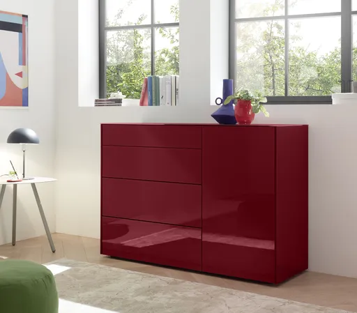 Kommode - B ca. 131 cm, Bordeauxrot
