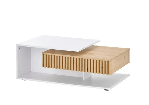 Couchtisch - LB ca. 110x60 cm, Weiß, Artisan Eiche Nachbildung