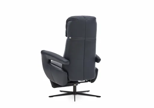 TV-Sessel - Größe M, Relaxfunktion, Kopfteil verstellbar, Leder, Dunkelblau