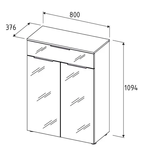Büroschrank - B ca. 80 cm, Weiß