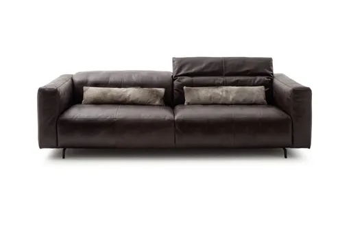 Sofa Arrezo - Leder, Tabakbraun, Rücken verstellbar