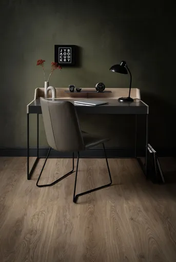 Schreibtisch - Eiche, Milk, Lack, Dunkelgrau