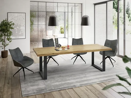 Esstisch - LB ca. 240x100 cm, Eiche massiv geölt, Schwarz