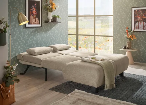 Faltsofa EBBY - 2-Sitzer ohne Armlehne, 140 cm inkl. Schlaffunktion, Stoff, Tauupe
