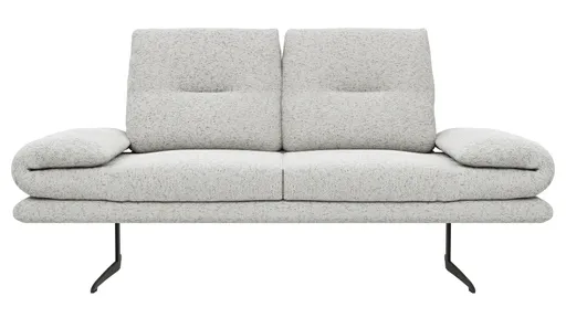 Sofa Lucero 2.0 - 2-Sitzer klein inkl. Drehsitz, Rollout-Armlehne und Sitztiefe verstellbar, Stoff, Offwhite