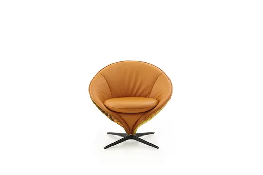 Sessel - Drehfunktion, Leder/Stoff, Mehrfarbig