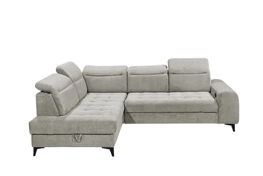 Ecksofa - Ecke links, 2-Sitzer inkl. Funktionen, Stoff, Taupe