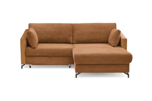 Ecksofa - 1,5-Sitzer, Ecke rechts inkl. Schlaffunktion und Bettkasten, Stoff, Kupfer