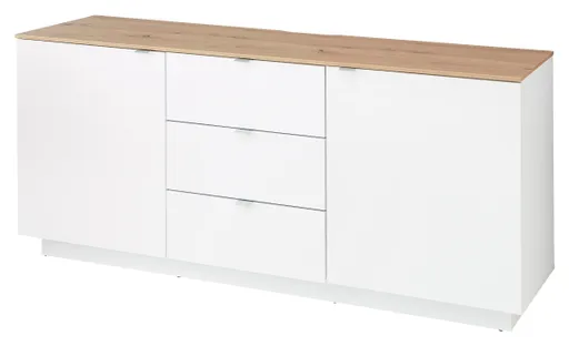 TV-Sideboard - Weiß, Eiche Dekor