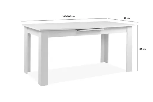 Esstisch - ausziehbar, LB ca. 160x80 cm, Weiß